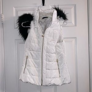 Calvin Klein Faux Fur Puffer Sleeveless Jacket- M